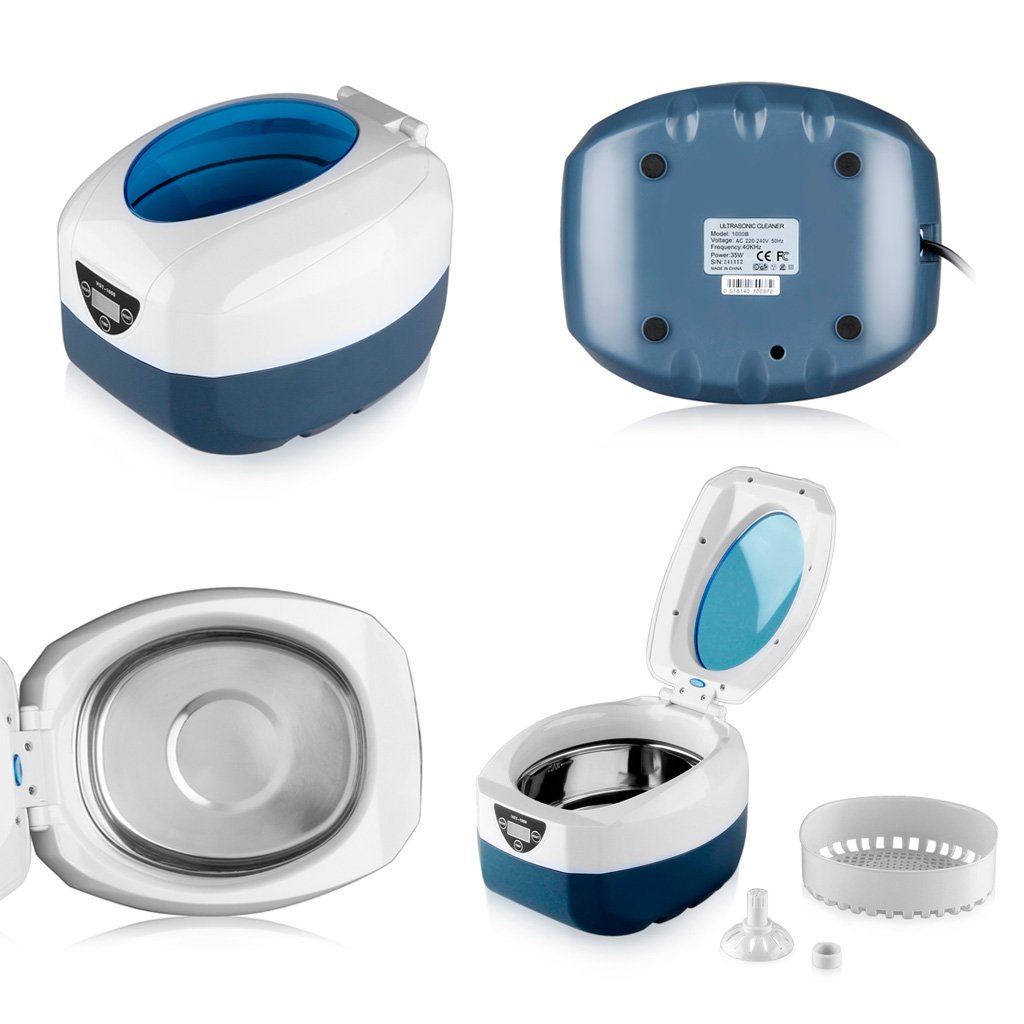 GT SONIC 750ml Digital Ultrasonic Cleaner for Jewellery, Dentures, Glasses, Disk, Coins and More, 40KHz 40W Ultrasonic Cleaning Machine with 5 Timer Setting, Stainless Steel Tank and Internal Basket