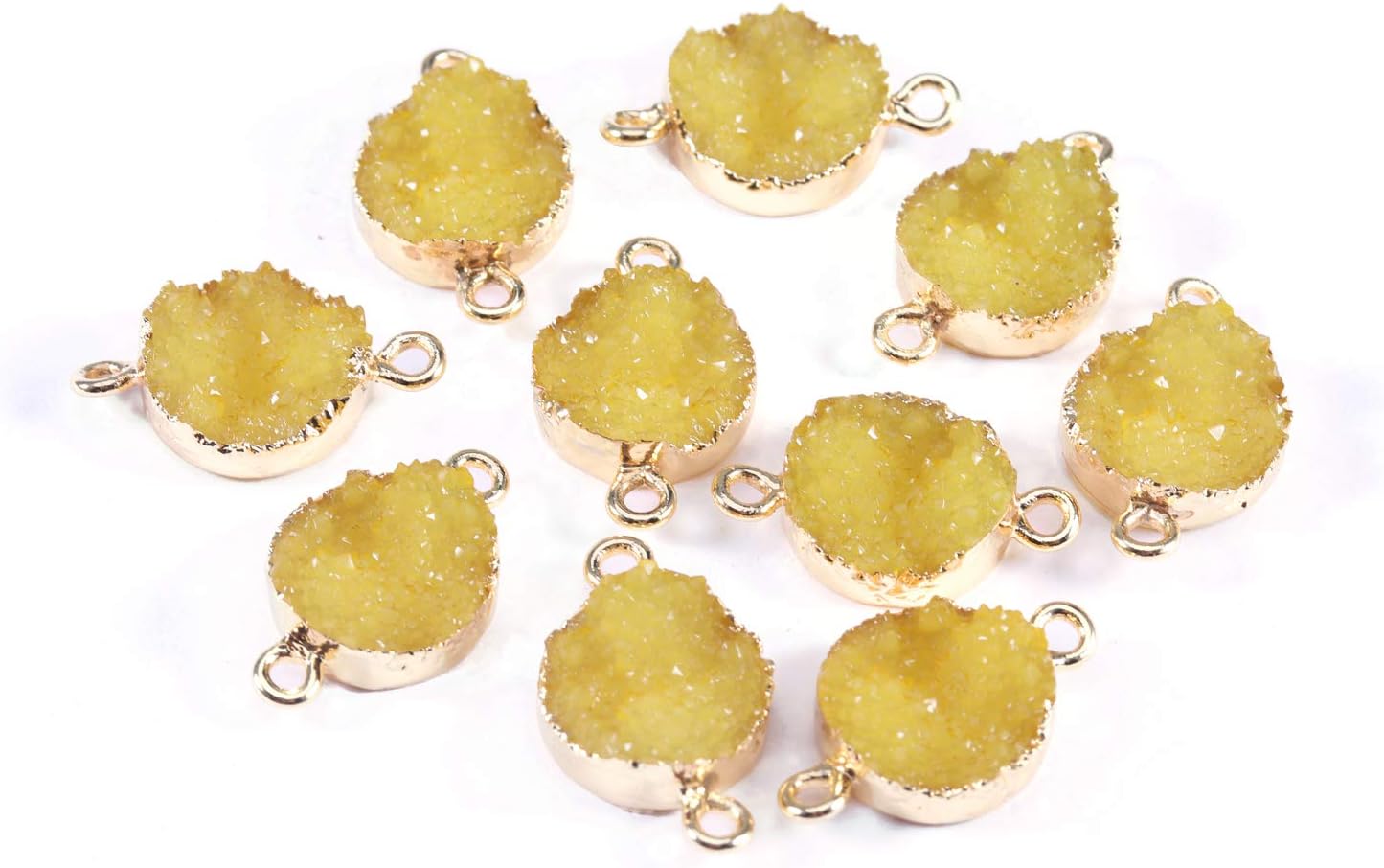 Forise 10pcs Faux Druzy Quartz Jewelry Connector Round Resin Stone Fit for Charms Jewelry Making Bracelet Accessories