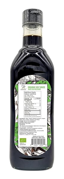 SOEOS SOY SAUCE LOW SODIUM, 16.2OZ (480ML) 1 PACK, USDA ORGANIC SOY SAUCE, PREMIUM QUALITY DARK SOY SAUCE, PURE INGREDIENTS, MARINADE FOR MEAT & VEGETABLES, BLACK