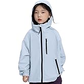Rolanko Girls Rain Jacket Boys Sportswear Water Resistant Hoodie Kids Lightweight Raincoats Windbreaker Outdoor 6-16