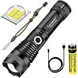 LED XHP70 Flashlight with Battery 10000 High Lumens Flash Light Super Bright Waterproof Rechargeable Zoomable USB Torch with 