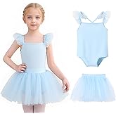 Tutu.kk Girls Ballet Leotards with Removable Tutu Skirt Toddler Leotard Sleeveless Crisscross Backs Dance Dress Outfit Combo