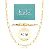 Eterjew 3mm 4mm 5mm 14K Plated Gold and 925 Sterling Silver Paperclip Chain Necklace for Women, Women's Paperclip Chain Necklace, World's Top Craftsmanship Necklace for Women 16 18 20 22 24 26 Inches