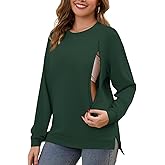 Women Nursing Sweatshirt for Breastfeeding Hidden Zippers Nursing Tops Long Sleeve Comfortable Maternity Sweater