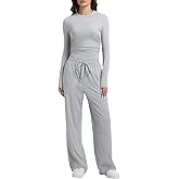 2 Piece Lounge Sets for Women Fall Outfits Long Sleeve Wide Leg Tracksuits Womens Two Pcs Casual Matching Loungewear Set