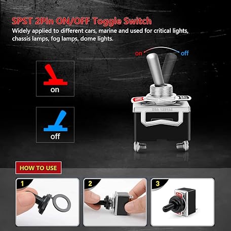 Mua COROTC Toggle Switches, 8 Pack 2 Pin ON Off SPST Car Rocker ...