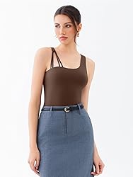 REORIA Women's Asymmetrical Shoulder Strap Bodysuit