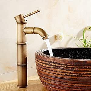 Grifo Lavabo de lavabo frío y caliente de latón antiguo Fregadero de