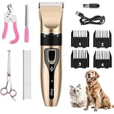 CELARKINVIE Dog Grooming Kit, Low Noise Professional Dog Grooming Clippers, Dog Hair Trimmer, Rechargeable Cordless Pet Hair Clippers Tools for Dogs Cats Pets