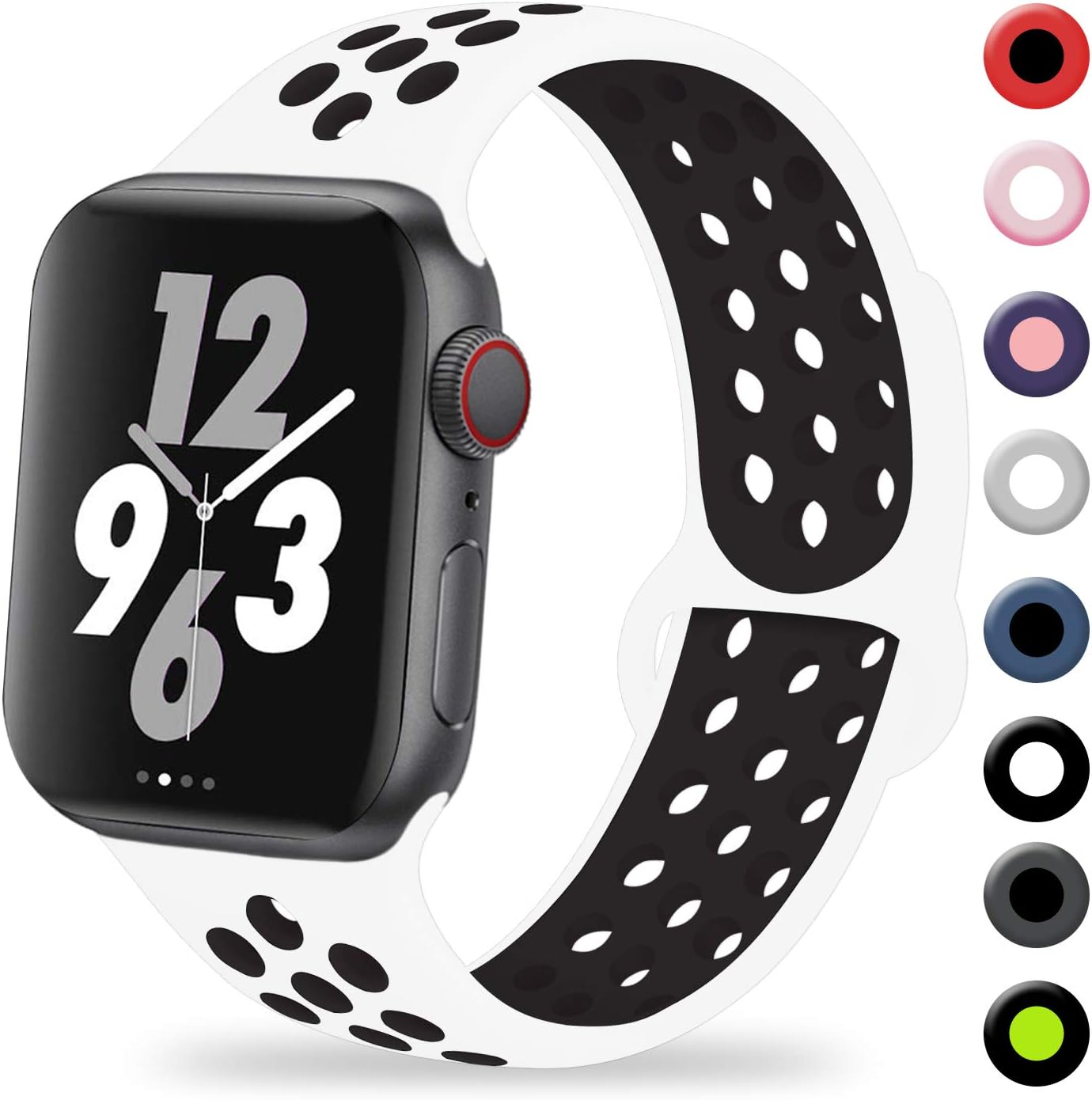 TIMTU Compatible with Apple Watch Band 38mm 40mm, for Women Men, Silicone Sport Band Compatible with iWatch Series 3, Series 4, Series 2, Series 1, S/M White/Black