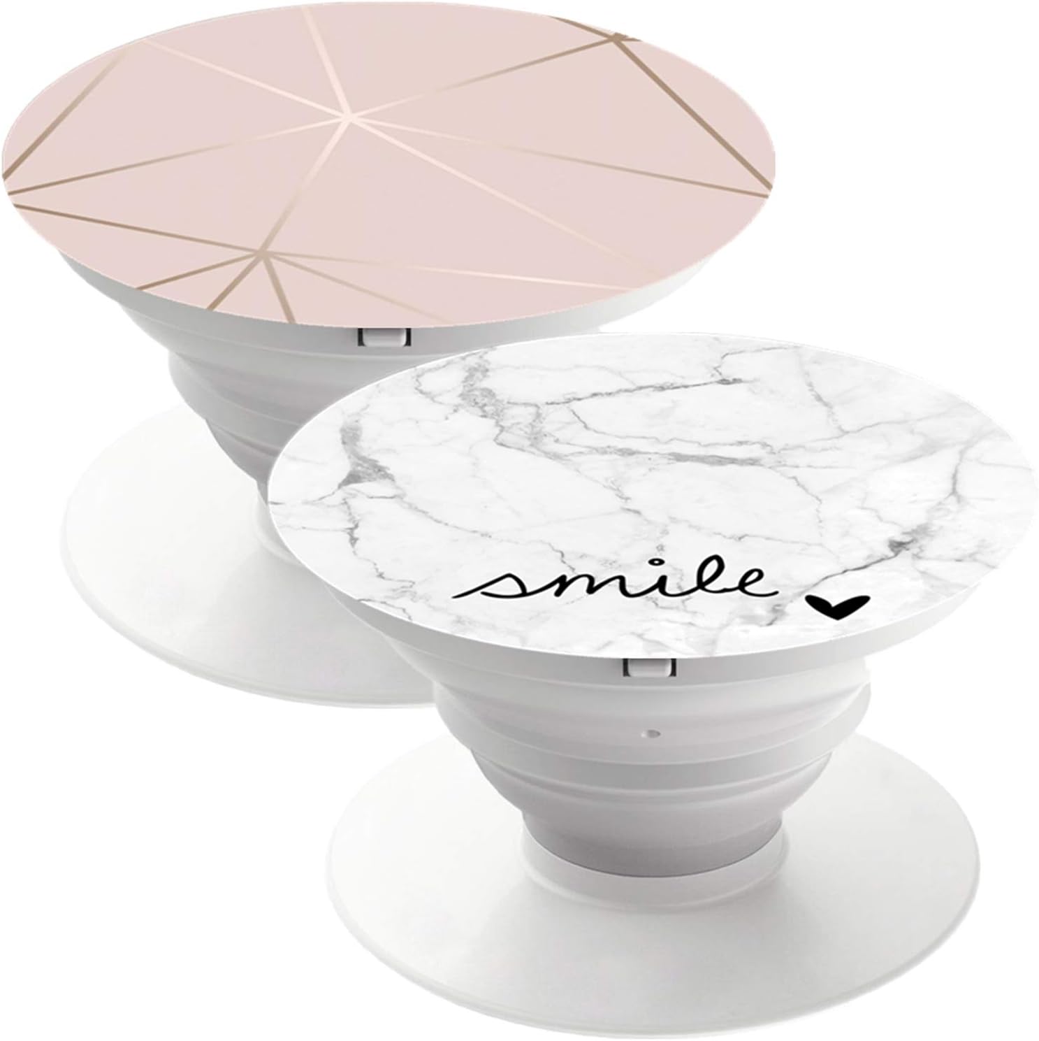 Mbuynow 2 Pack Suitable for all Smartphones and Tablets Phone Holder (White Marble Black Smile Heart and Rose Gold)