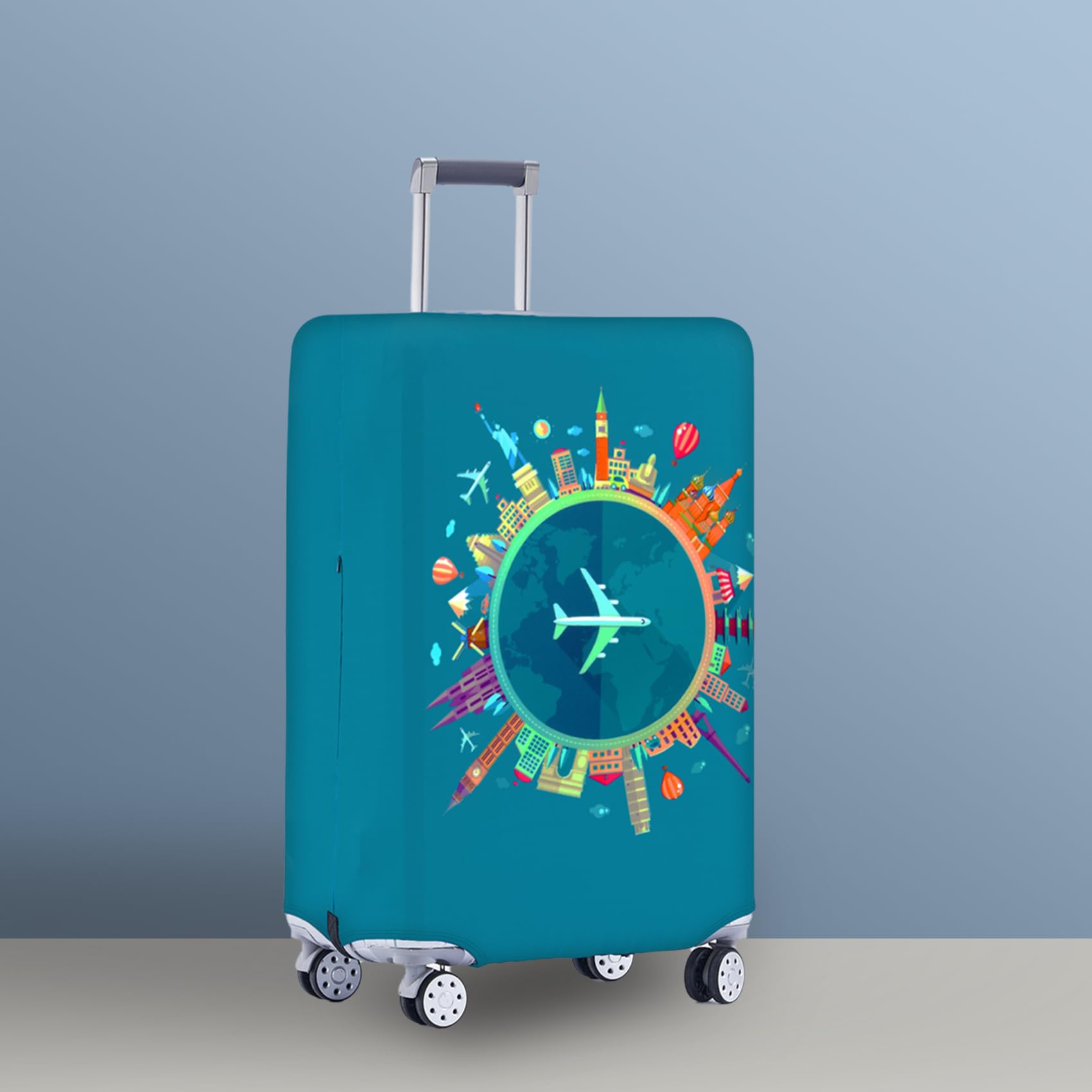 Travelkin Luggage Covers For Suitcase Tsa Approved,Suitcase Cover Protector Fit 18-32 Inch Luggage (Dreaming Blue, S)
