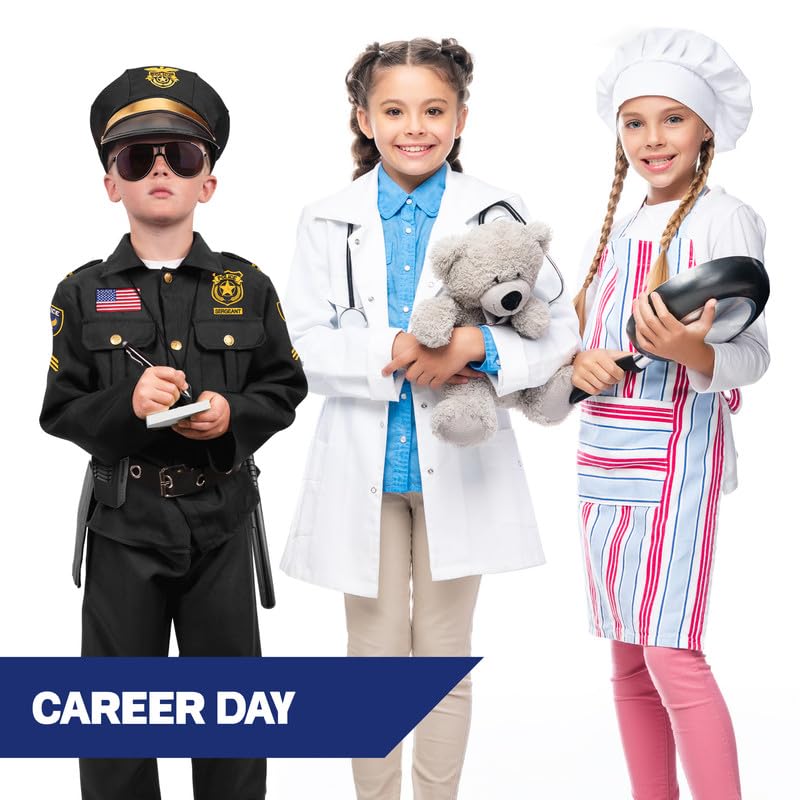 Kangaroo Police Costume for Kids – 12 Pc Black Cop Outfit with Hat, Badge, Handcuffs, Holster & More