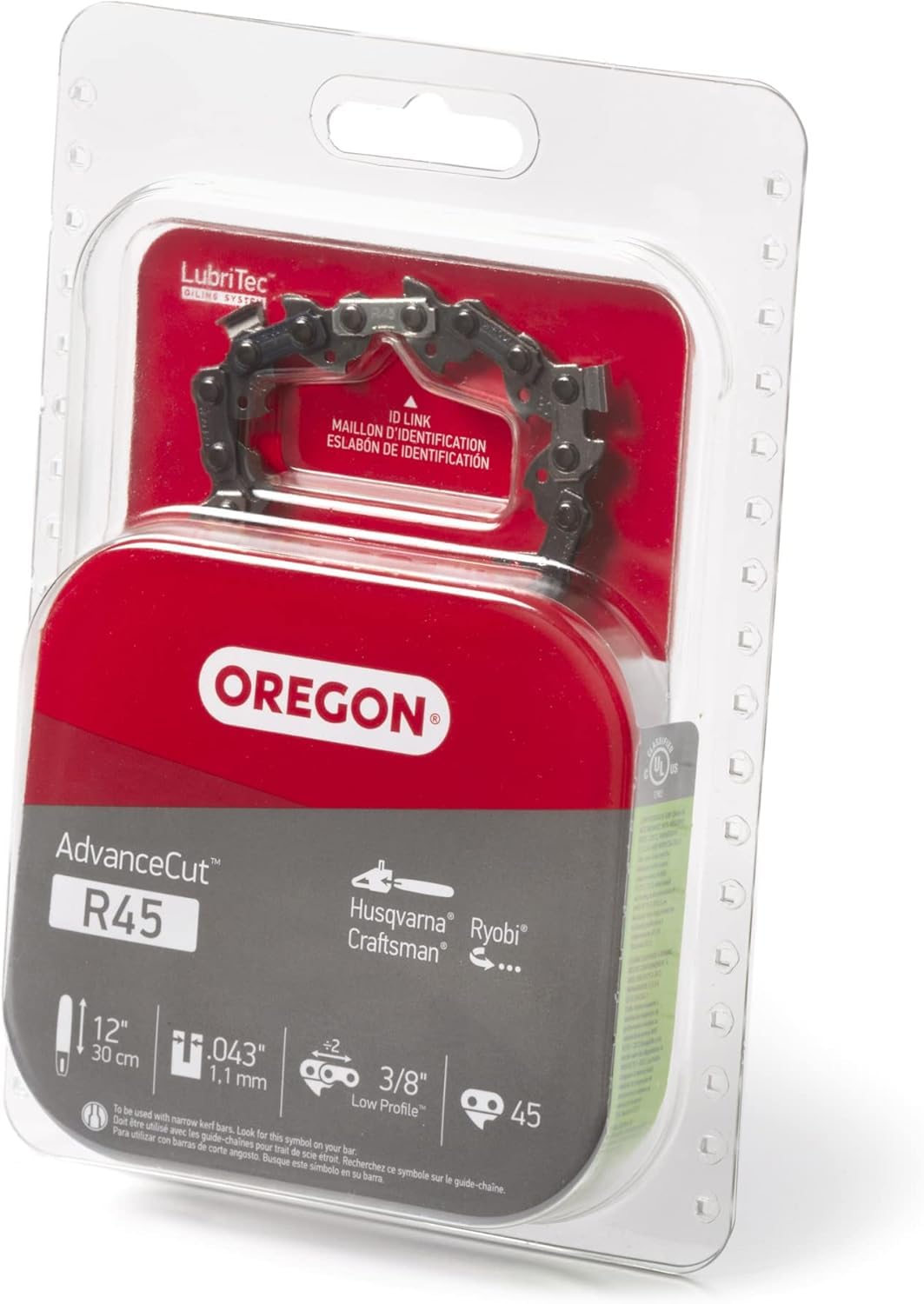 Photo 1 of Oregon R45 AdvanceCut Chainsaw Chain for 12-Inch Bar, 45 Drive Links, low-kickback chain fits Dewalt, Craftsman, Makita and more