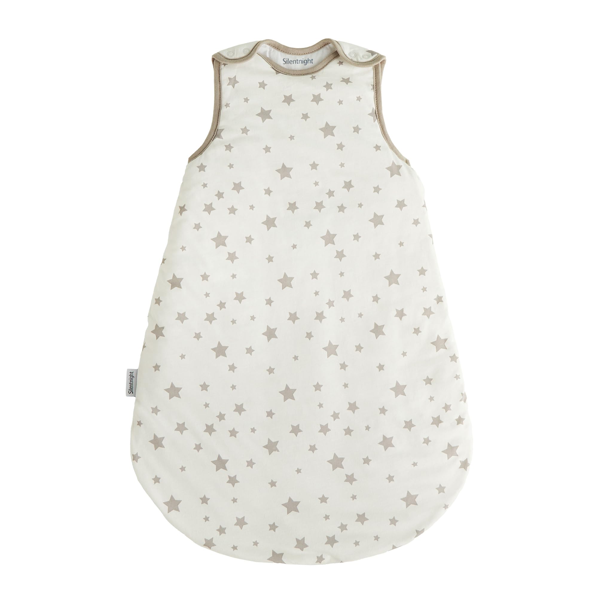 Silentnight Safe Nights Baby Sleep Bag 2.5 Tog Winter - Swaddle Wearable Blanket Sleeveless for 6-18 Months Breathable Soft Touch Cotton Jersey - 6-18 Months - Grey Stars