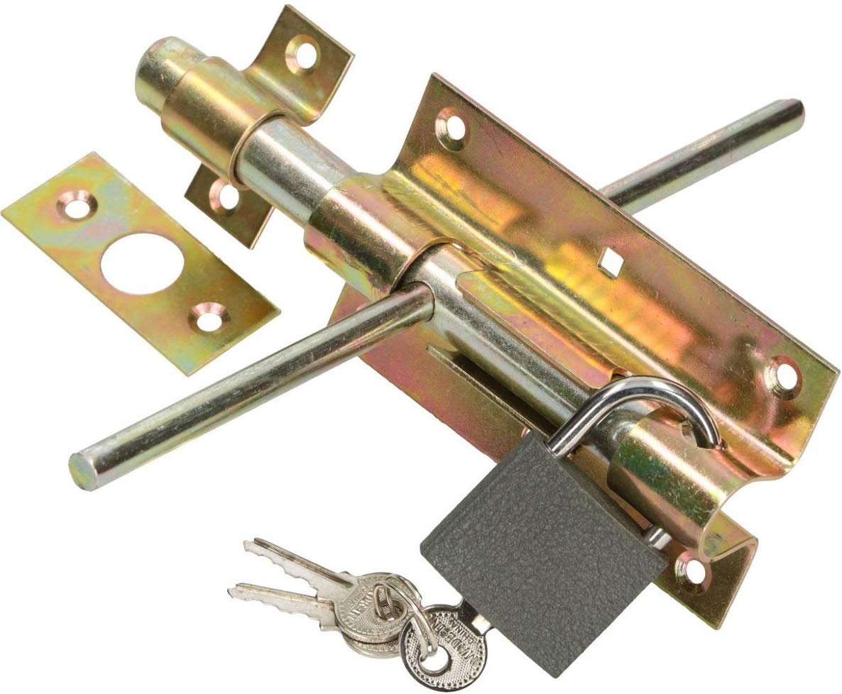 KOTARBAU® 100mm Yellow Galvanised Door Lock with Padlock