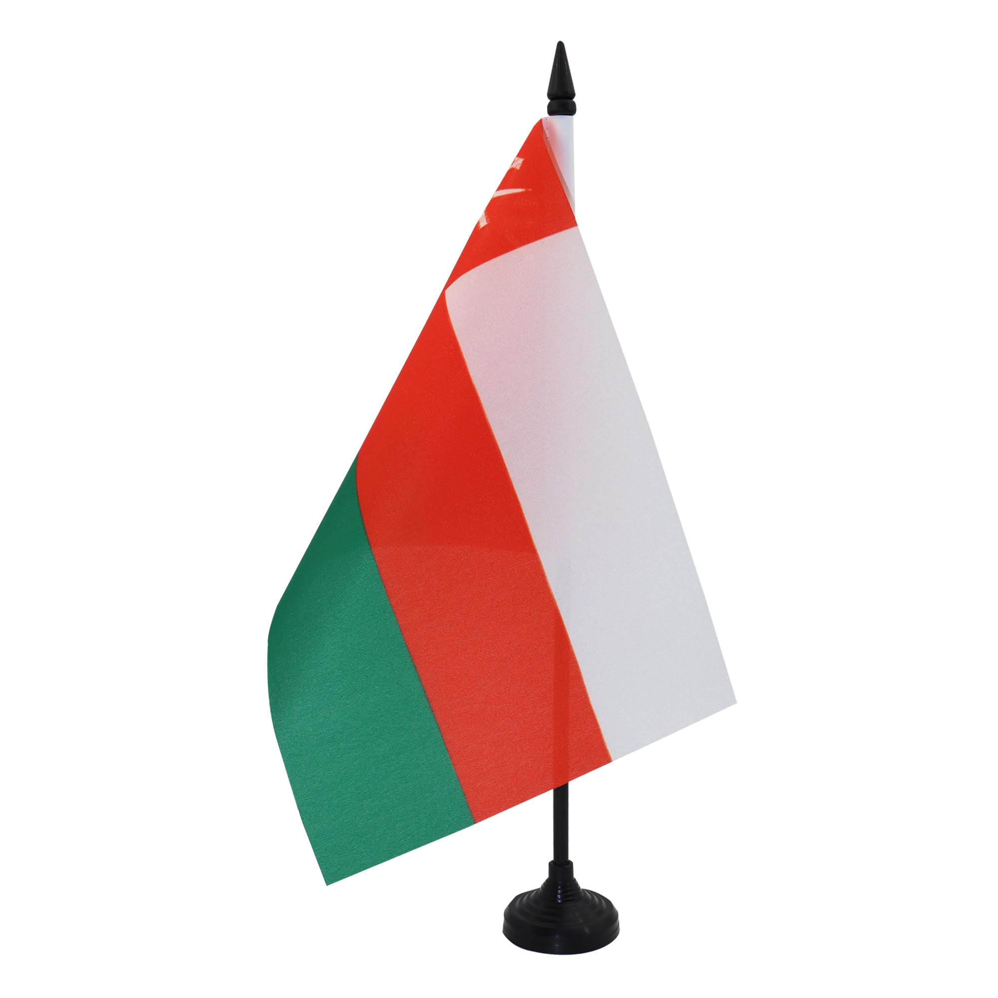 AZ FLAG Oman Table Flag 5'' x 8'' - Omani Office Decoration 100% Polyester 21 x 14 cm - Mini Desk Flag with Pole and Black Plastic Base