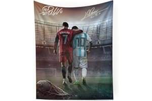World Cup Soccer Superstars Lionel Messi & Cristiano Ronaldo Wall Tapestry For Teens Fans Bedroom Wall Hanging Decoration Wal