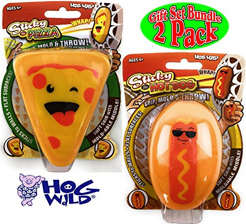 Hog Wild Splat & Stick Food Fight Sticky the Pizza & Sticky the Hot Dog Gift Set Bundle - 2 Pack