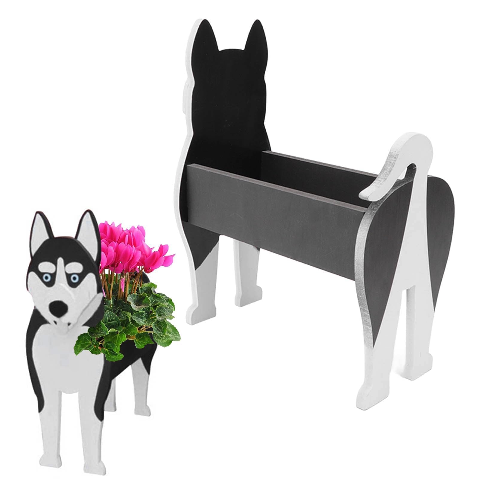 Beufee Dog Planter Plant Pot, Dog Themed Flower Planters Animal Planter Plant Pots Dog Cat Planter for Garden Lawn Patio Cute Dog Plants Container Holder for Garden Flower Outdoor (Husky Planter)