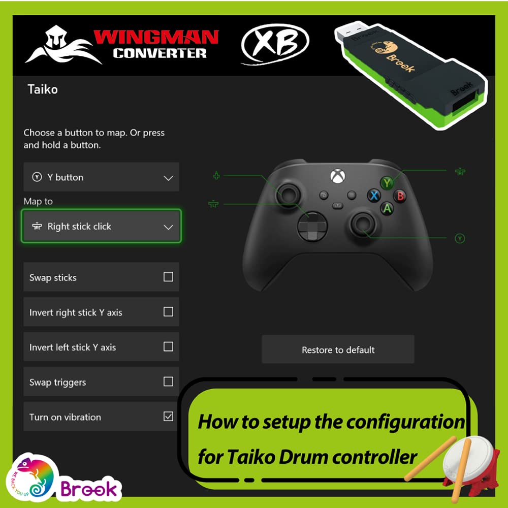 Brook Wingman XB Converter - Support Xbox Series X/S/One/360, PS5/PS4/PS3, Xbox Elite 1/2, Switch Pro Controllers on Xbox Series X/S/One/360 console, Support Turbo and Remap