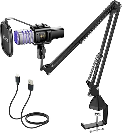 TONOR RGB USB Microphone Cardioid Condenser Mic with Boom Arm 200 cm Cable