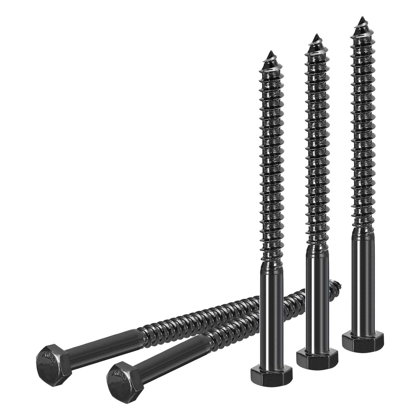 DTGN 3/8" x 5" Hex Lag Bolts - 5 Pack - for Woodworking, Furniture - 304 Stainless Steel Partial Thread Hexagon Head Lag Screws for Wood - Black