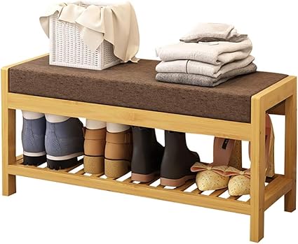 Zapatero Estante de Almacenamiento de Zapatos de Madera con cojín de