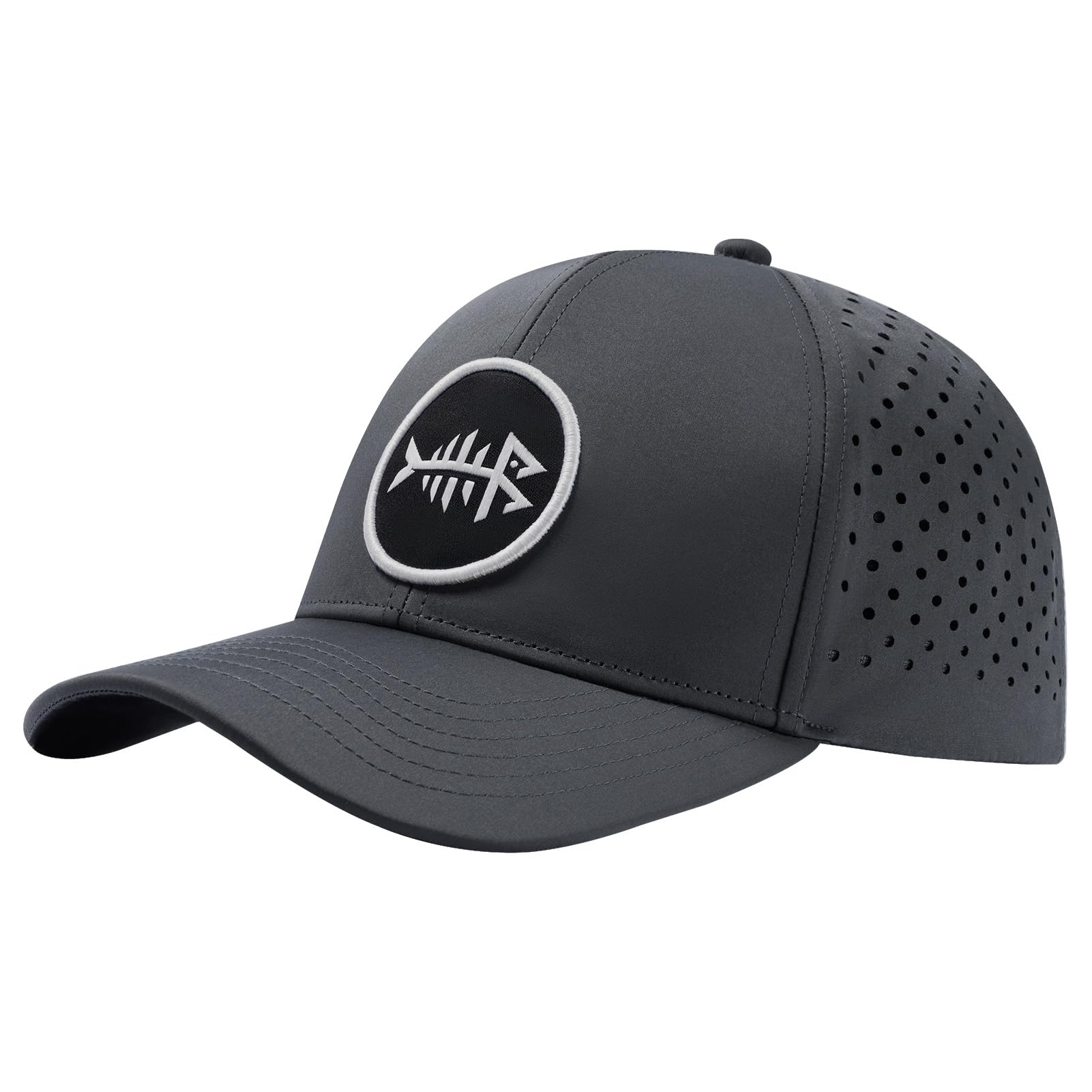 Photo 1 of BASSDASH UPF 50+ Quick Dry Baseball Cap Water Resistant Laser Cut Mesh Snapback Hat for Men Women Fishing Hiking FH14 Dark Grey