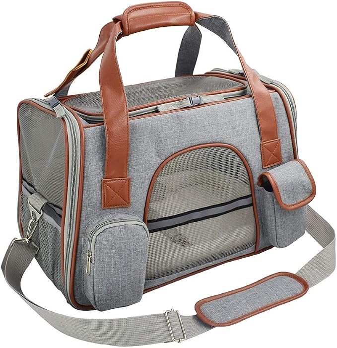 Wouapy Transporttasche Für Hund – Beige, Aus Wildleder & Flauschigem Stoff, 53 X 28 X 17 Cm