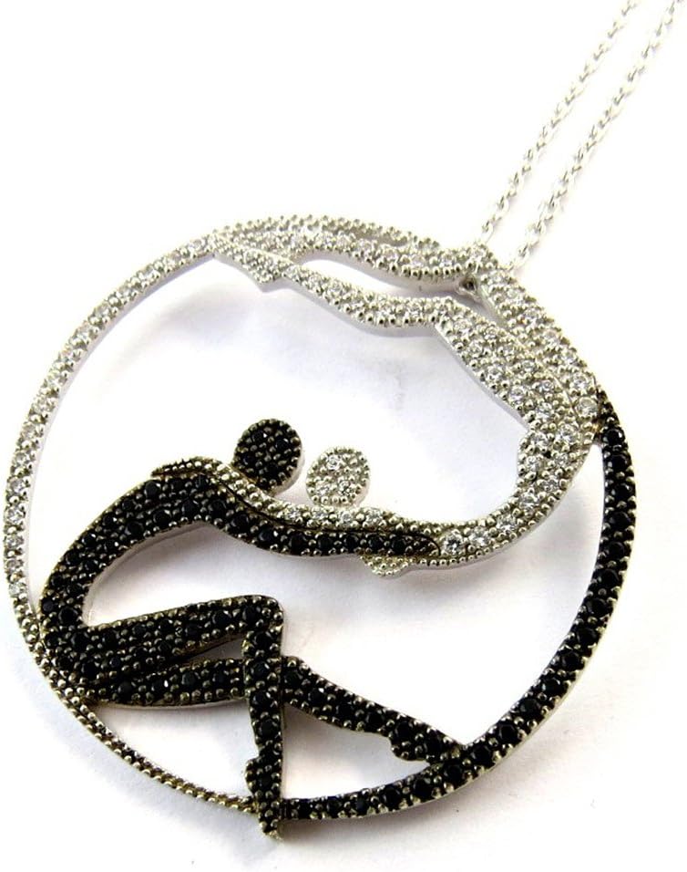 Necklace silver 'Romeo Et Juliette'black white.