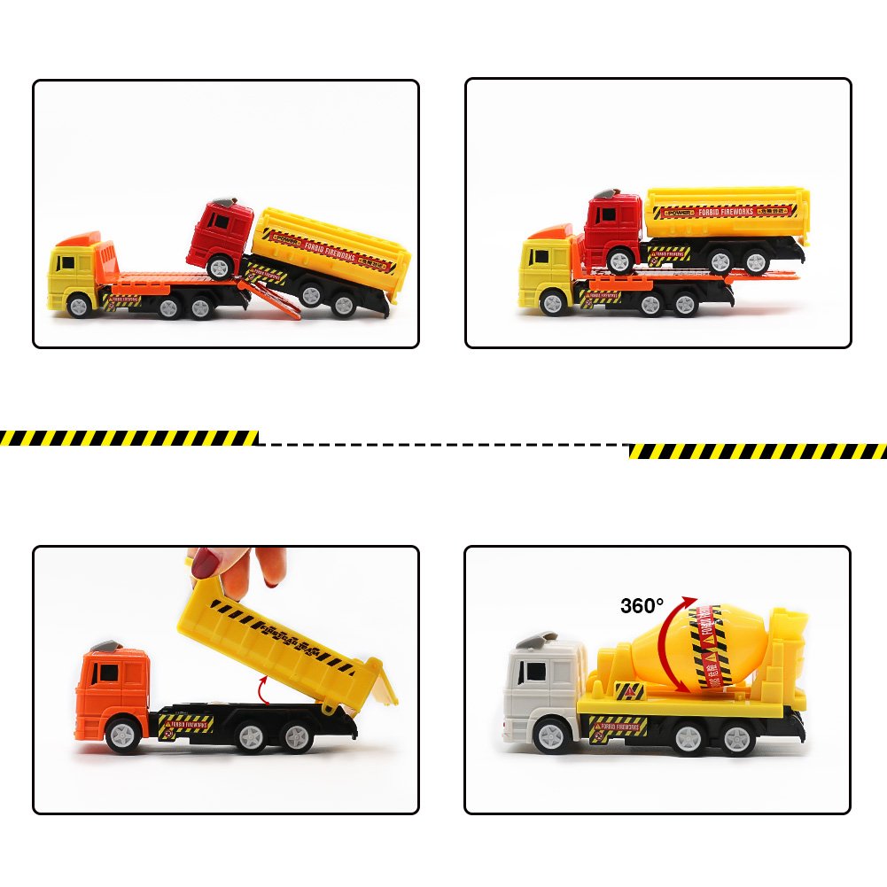 Nuheby Toy Cars 12pcs Push and Go Friction Cars Pull Back Cars Digger Crane Dumper Tanker Toy Mixer Toy Truck Vehicle Engineering Car Model for Kids 3+