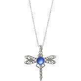 Dragonfly Pendant | Sterling Silver Jewelry | Crystal Pendant Necklace | Round Crystal | Pendant | Sterling Silver
