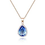 Linawe Blue Crystal Aquamarine Necklace for Women