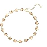 yipima Gold Ankle Bracelets for Women 14K Gold Plated Crystal Oval Round Butterfly Charm Chain Anklets for Women