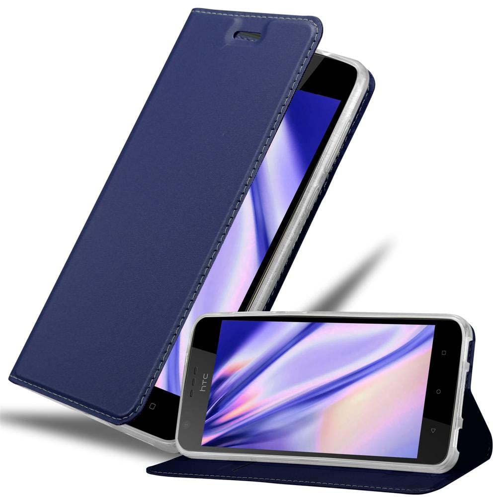cadorabo Book Case works with HTC Desire 10 Lifestyle/Desire 825 in CLASSY DARK BLUE - with Magnetic Closure, Stand Function and Card Slot - Wallet Etui Cover Pouch PU Leather Flip