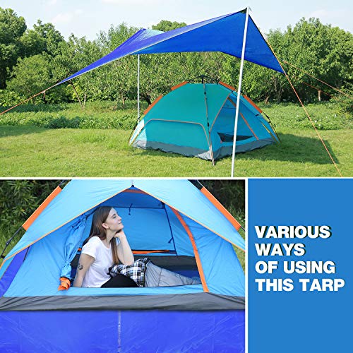 REDCAMP Large Waterproof Camping Tarp Lightweight, Multifunctional Insulated Tent Footprint for Camping Hiking Backpacking, Blue 106''x82'' - Thumbnail 7