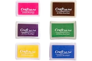 JZTang 6 Pcs Craft Ink Pad, Washable Ink Pads for Kids Multicolor Ink Pads for Rubber Stamps, Paper, Scrapbooking, Wood Fabric, 6 Unique Pure Colors