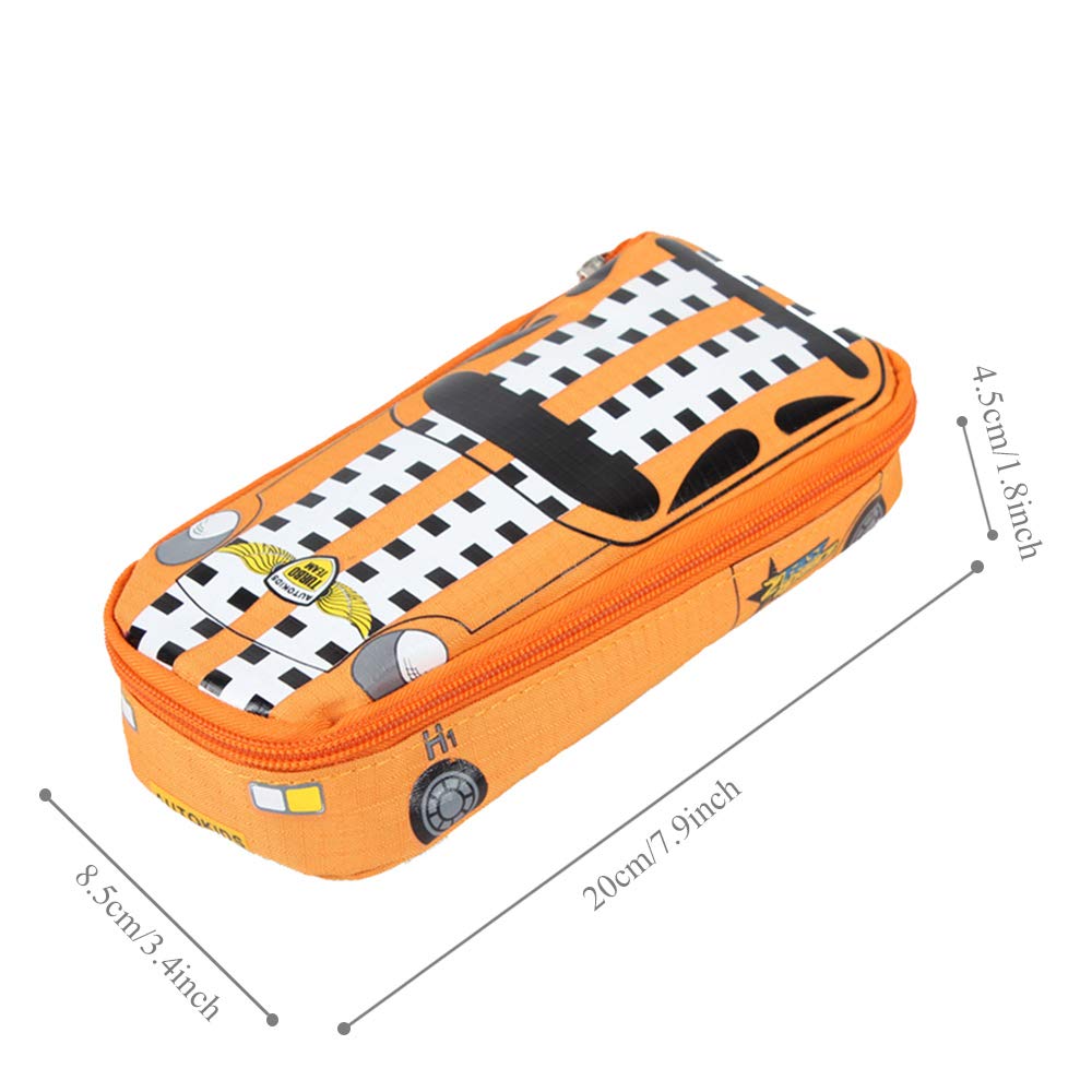 Big Capacity 3D Police Car Style Statonery Pencil Case Pen Box Pouch for Students Kids, Jeep(Orange)