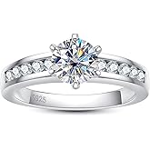 AimiIee Moissanite Engagement Rings 1.27cttw D Color VVS1 Clarity Round Brilliant Cut Channel Set S925 Sterling Silver 6 Prong Solitaire Promise Wedding Rings for Women with Certificate