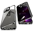 Jonwelsy Anti Peeping Case for iPhone 13 Pro (6.1"), 360 Degree Front and Back Privacy Tempered Glass Cover, Anti SPY Screen, Anti Peep Magnetic Adsorption Metal Bumper for iPhone 13 Pro (Black)