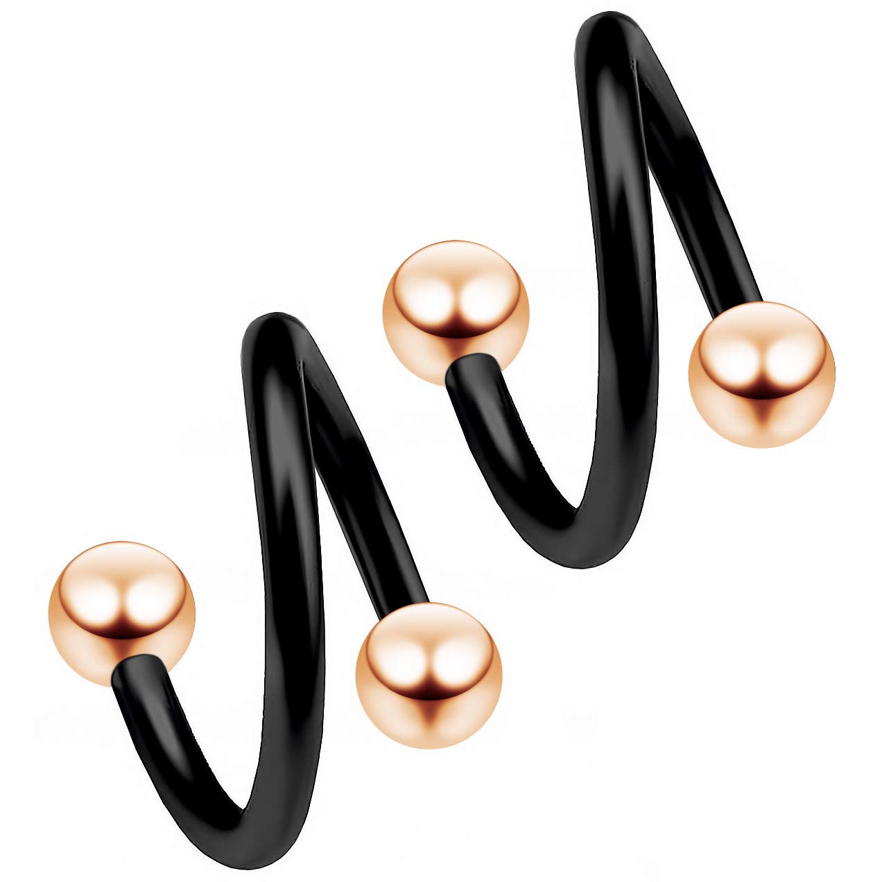 4pc 16g 1.2mm Twisted Barbell Spiral Twist Nose Bar Ring Rose Gold Surgical Steel Twister Piercing 10mm