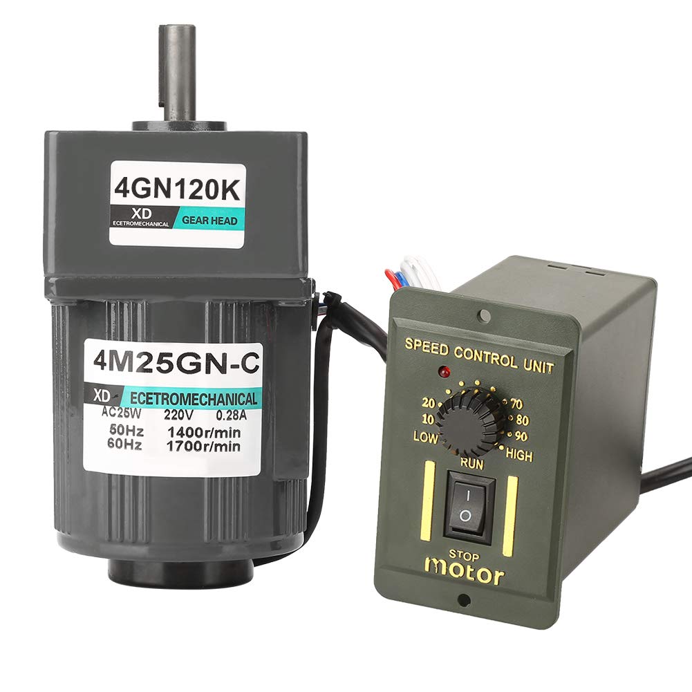 AC 220V 25W Single Phase Heavy Duty Gear Motor Geared Reduction Motor 4M25GNC Adjustable Speed