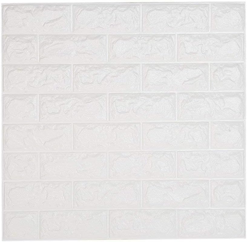 20 Pcs 3D Brick Wall Stickers, White Brick Wallpaper, Waterproof Self Adhesive Wall Stickers Wallpaper for Bedroom Living Room Background TV Decor 6060cm by YTAT