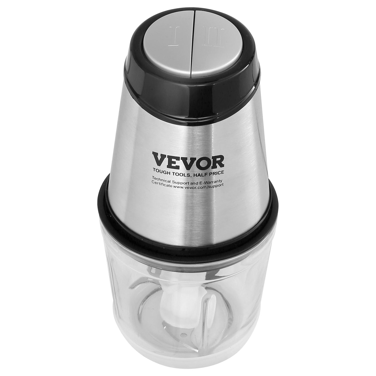 VEVOR Food Processor, Mini Electric Chopper 400W, 2 Speeds Electric Meat Grinder, Stainless Steel Meat Blender, for Baby Food, Meat, Onion, Vegetables, 2.5 Cup