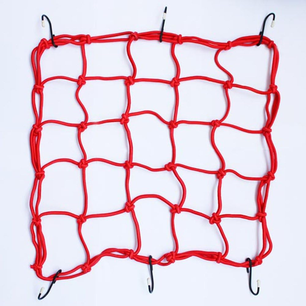 1x Red Bungee Cord Rope Netting w/ Secure Hooks for Tying Down Luggage