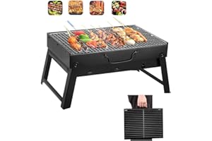 Yahpetes Portable Charcoal Grill 13.78" Folding BBQ Barbecue Folding Barbecue Rack Wire Meshes Portable Household Charcoal Grills for Outdoor Grilling