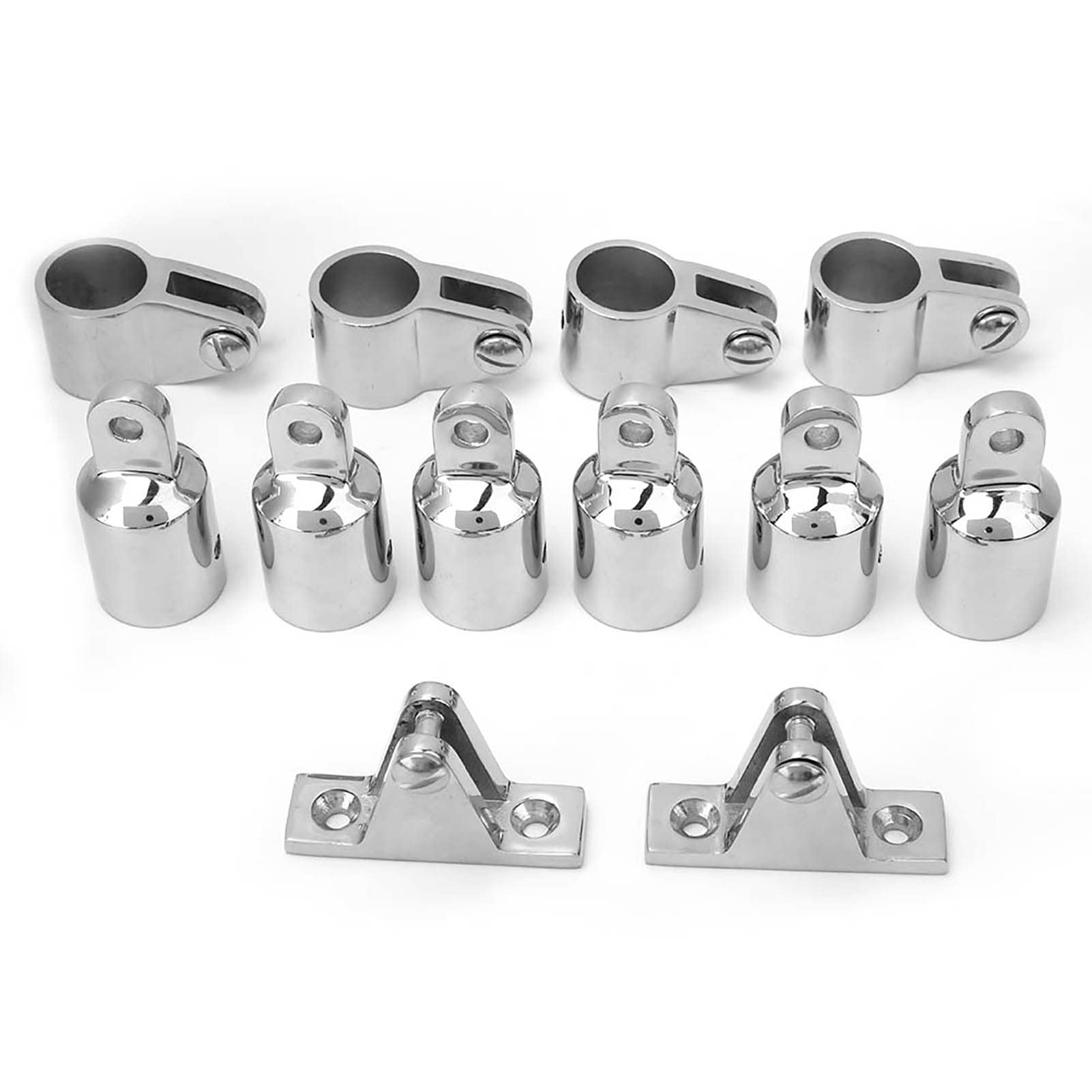 ViaGasaFamido 12Pcs 3-Bow Bimini Top Hinge Rail Mount Kit, Stainless Steel Boat Fittings Hardware for Boat Cover Cap and Eye End with Jaw Slide Hinge Mount