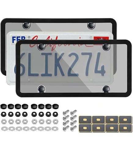 Sjdakj Clear License Plate Covers & Frames Combo - 2 Pack UV-Resistant Shield For US Plates - View #3
