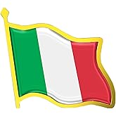 Italy Flag Lapel Pin - Enamel Metal National Badge | World Travel Souvenir Gifts for Men & Women | Country Flag Patriotic Brooch Bulk Pack of Pins for Hat, Tie, Clothes, Backpack (1pc)